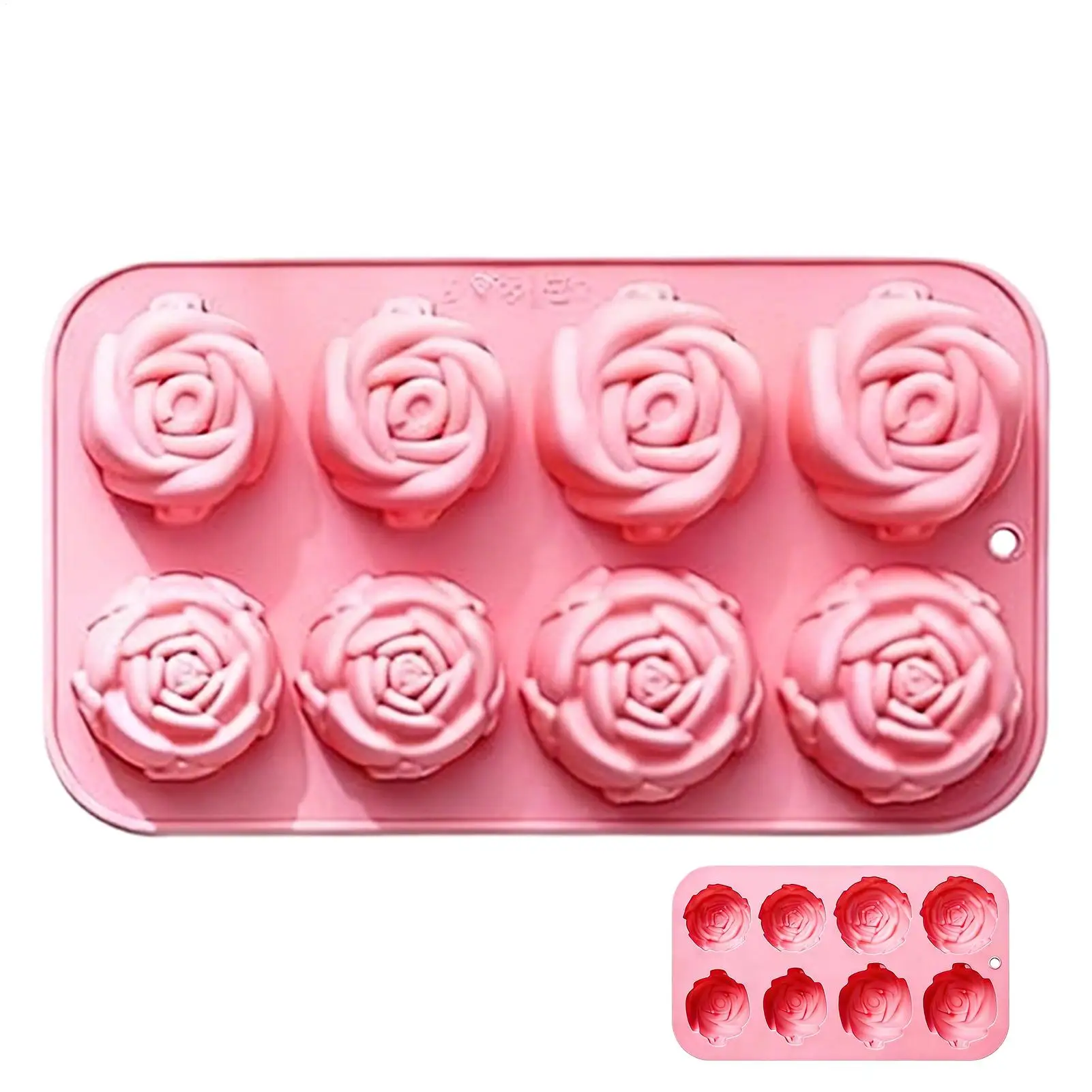 8 Holes Rose Flower Silicone Molds Handmade Soap Candle Silicone Mold DIY Cake Chocolate Baking Tools Ice Cubes Making Mould view 3