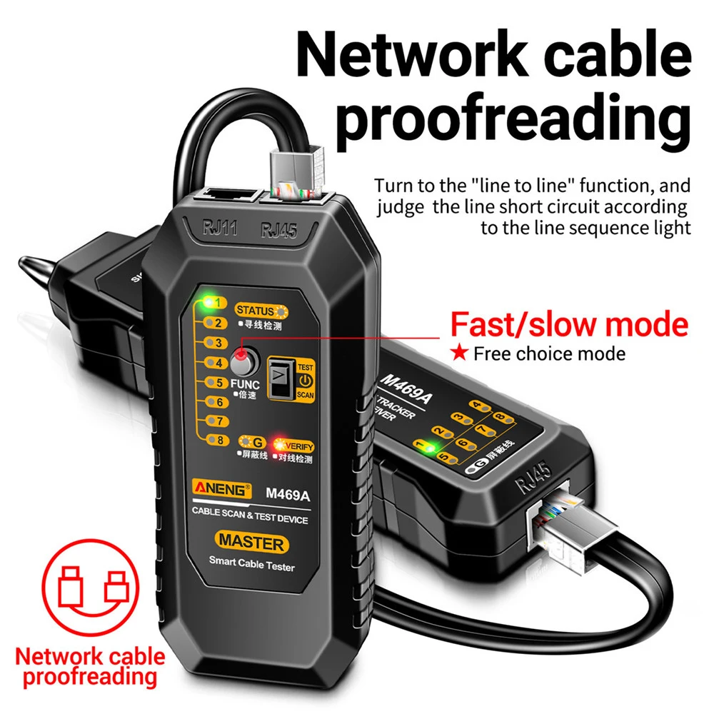 RJ11/RJ45 Localizzatore di linea multifunzionale Strumento di test anti-interferenza Tracciatore di cavi Tester di raccolta cavi di rete Ethernet