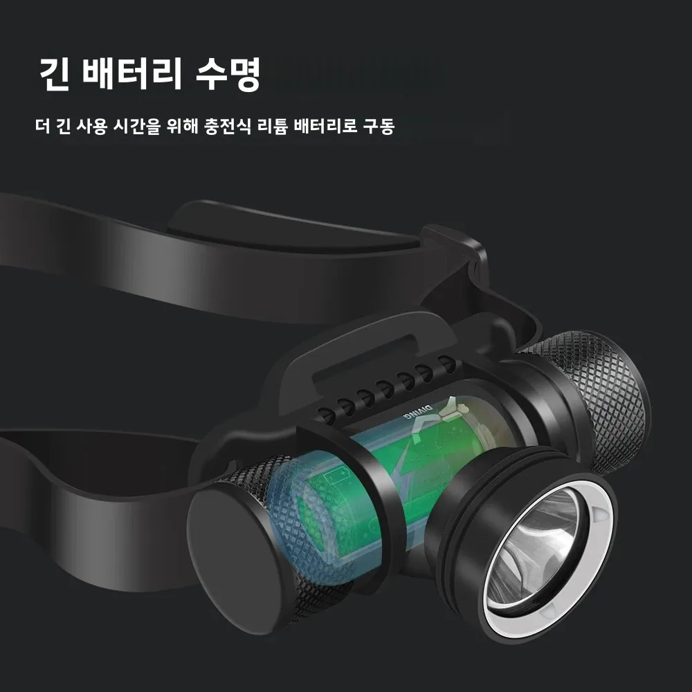 BORUiT HP900 Scuba Diving LED Headlamp Powerful 800LM IPX8 Waterproof Headlight Underwater 60M Dive Head Torch