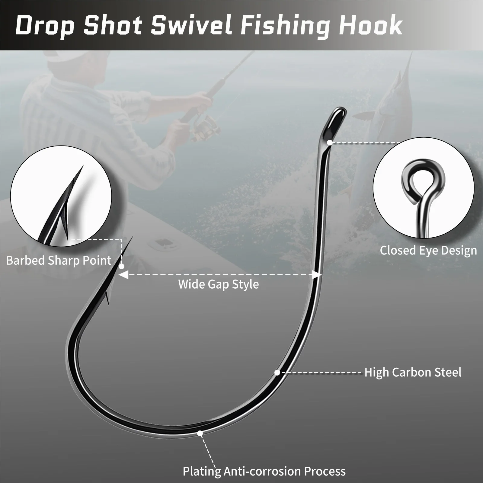 9 كجم قطرة النار هوك باس الصيد السنانير 50-200 قطعة النيكل الأسود أحمق السنانير ل قطرة النار تلاعب أحمق تلاعب المياه المالحة المياه العذبة #2