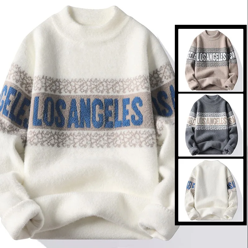 Men's Crystal Sable Sweater Sweater Fashion Letter Print Jumper Sweater