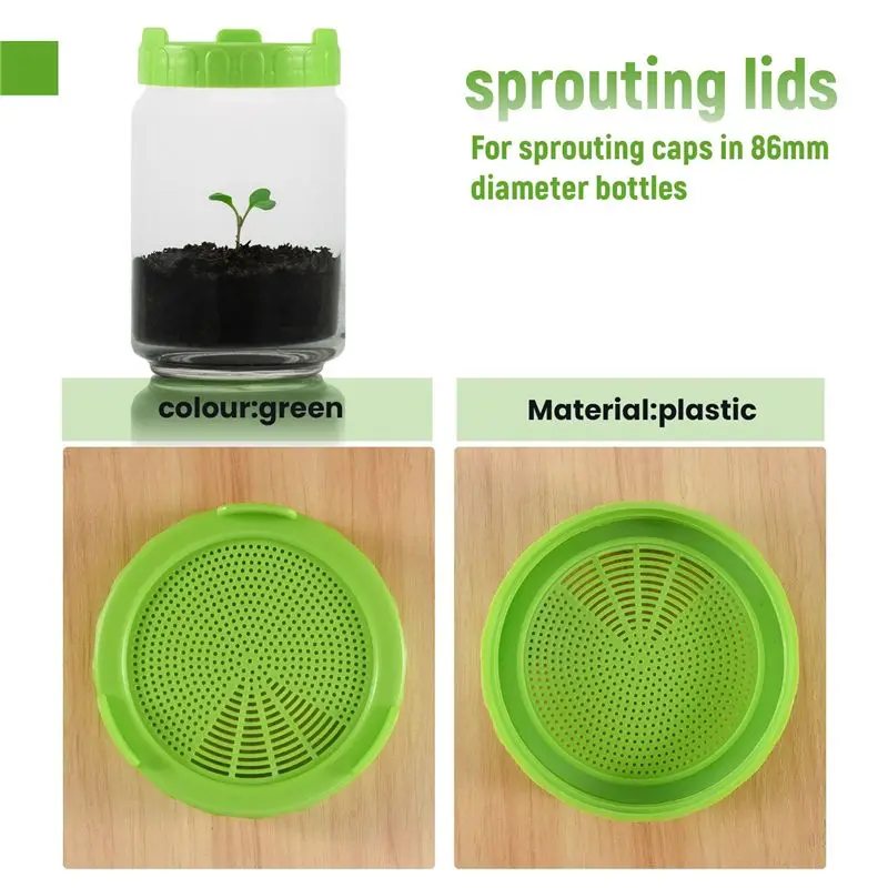 J1UL1N 6 Pack Sprouting Jar Strainer Lids - Wide Mouth Jar Screen Sprouting Kit Lids - For Growing Bean, Broccoli