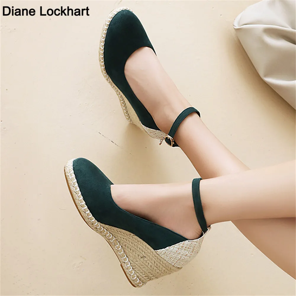 

2022 Women Sandals Casual Linen Clogs Wedges Sandials Summer 7.5cm High Heel Platform Espadrilles Spring Shoes 32-43