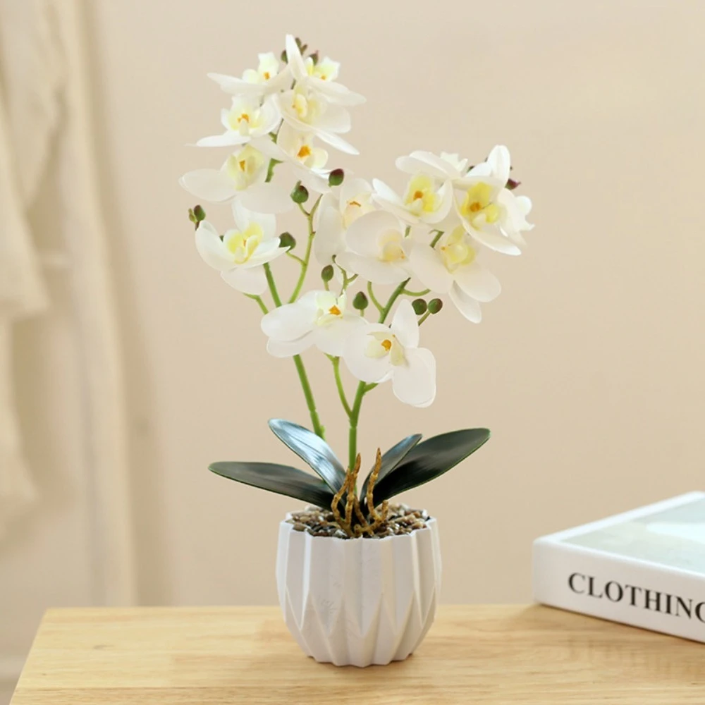 2pcs Film Two-pronged 16 Phalaenopsis Bonsai Home Decoration Gardening Simulation Potted Plant