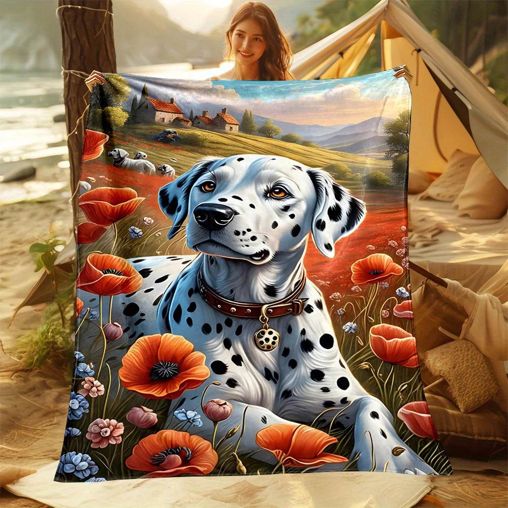 

Cozy Dalmatian Print Flannel Throw Blanket - Soft, Reversible & Machine Washable for Couch, Bed, Camping