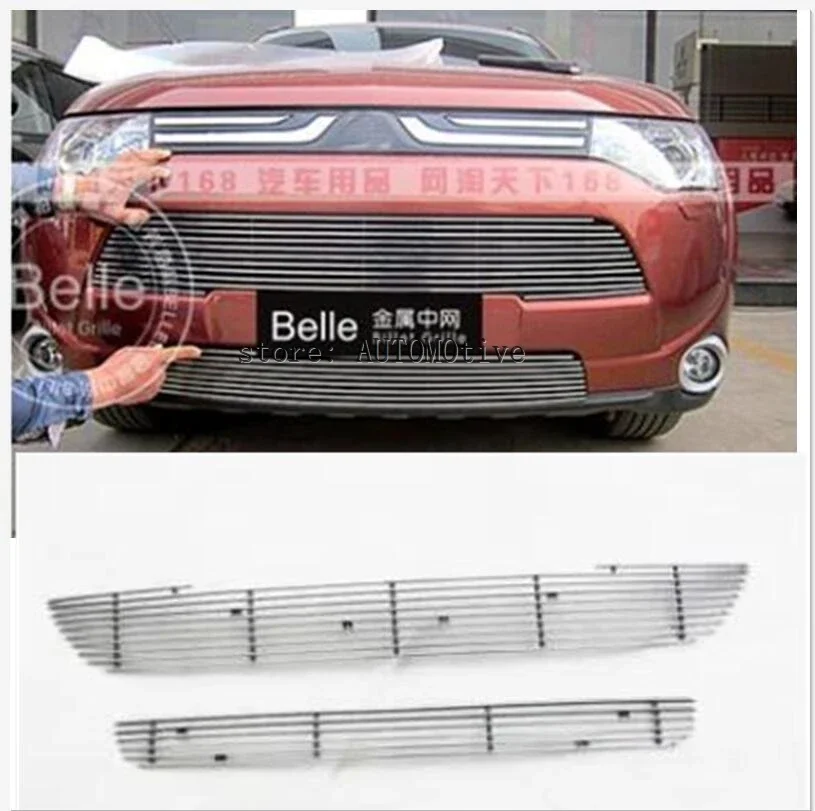 

2013 2014 Car Aluminum Racing grille auto Chrome plating decoration products accessories 2pcs for MITSUBISHI Outlander