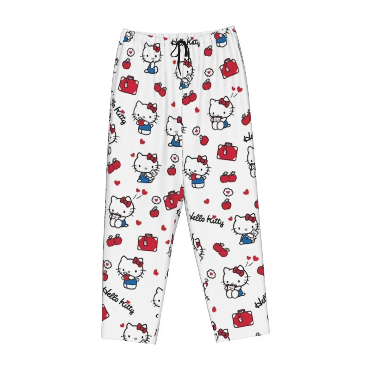 Custom Printed for Women Cartoon Anime Hello Kitty Bow Pajama Pants Sleepwear Sleep Lounge Bottoms with Pockets