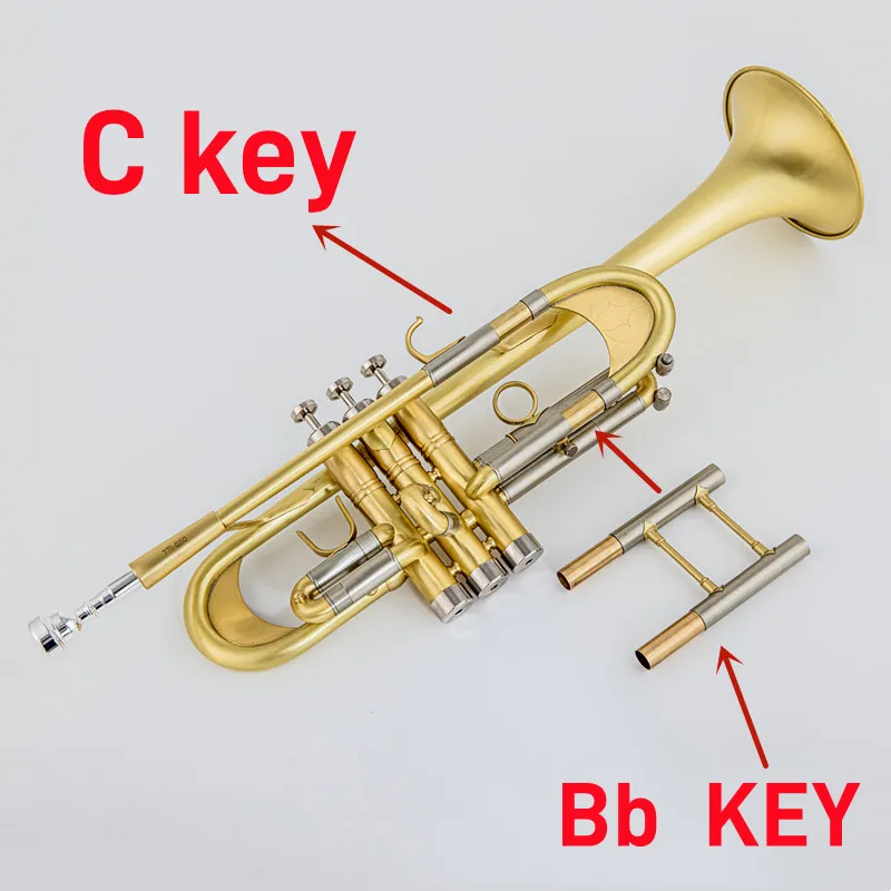 Hot Sell TR-650 Trumpet Bb/C Flat Brass Gold-painted Exquisite Durable Brass Musical Instrument with Trumpet Mouthpiece