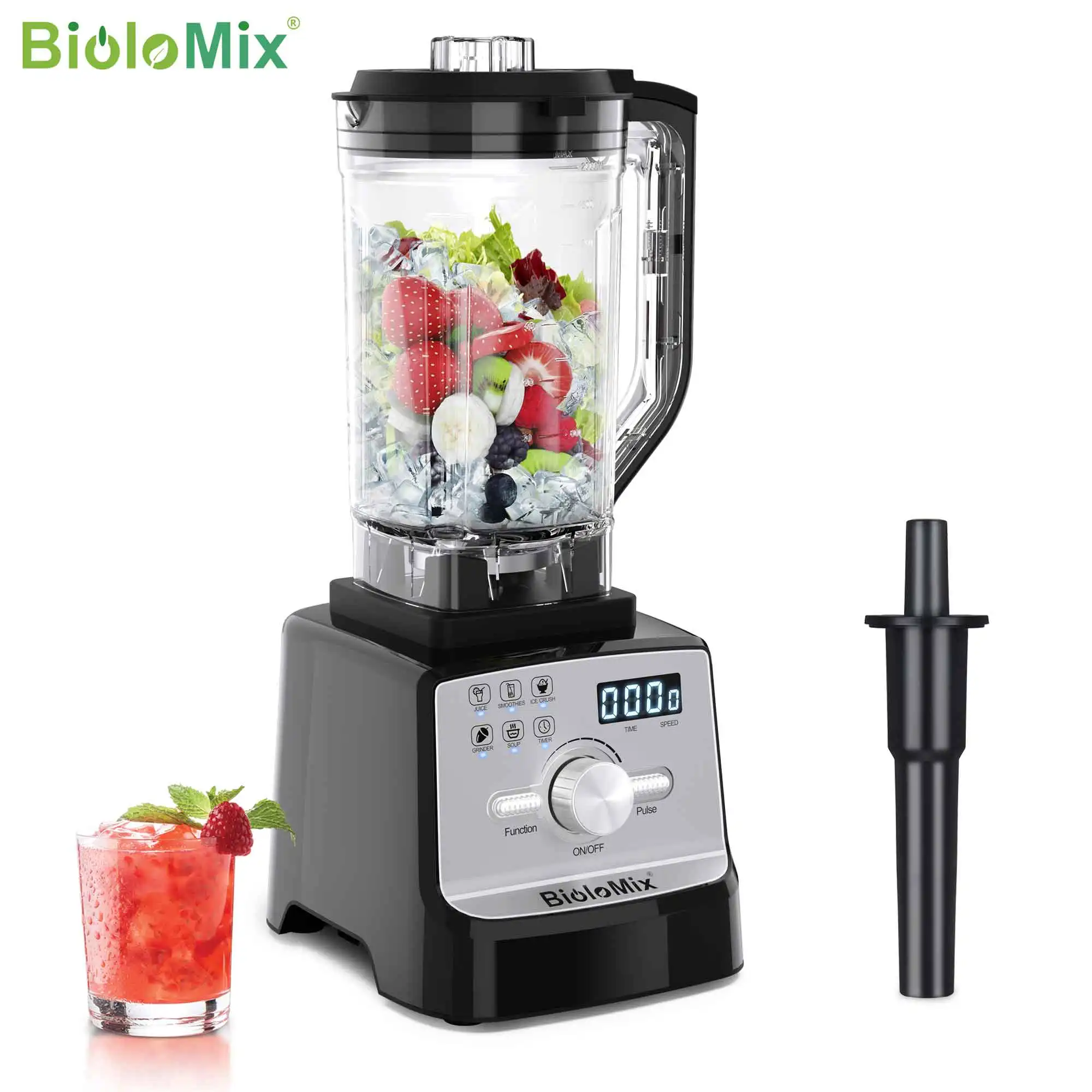 BioloMix Professional Blender Smoothie Mixer with 2L BPA Free Pitcher, Smart Timer And Pre-programed Peak 2200W Power Mixer