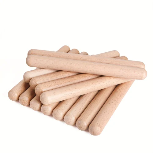 Imagen 2 del producto Claves de madera, instrumentos de percusión, palos de ritmo de madera dura Natural, claves musicales para tambores manuales, juego de conjunto de 20cm, pares