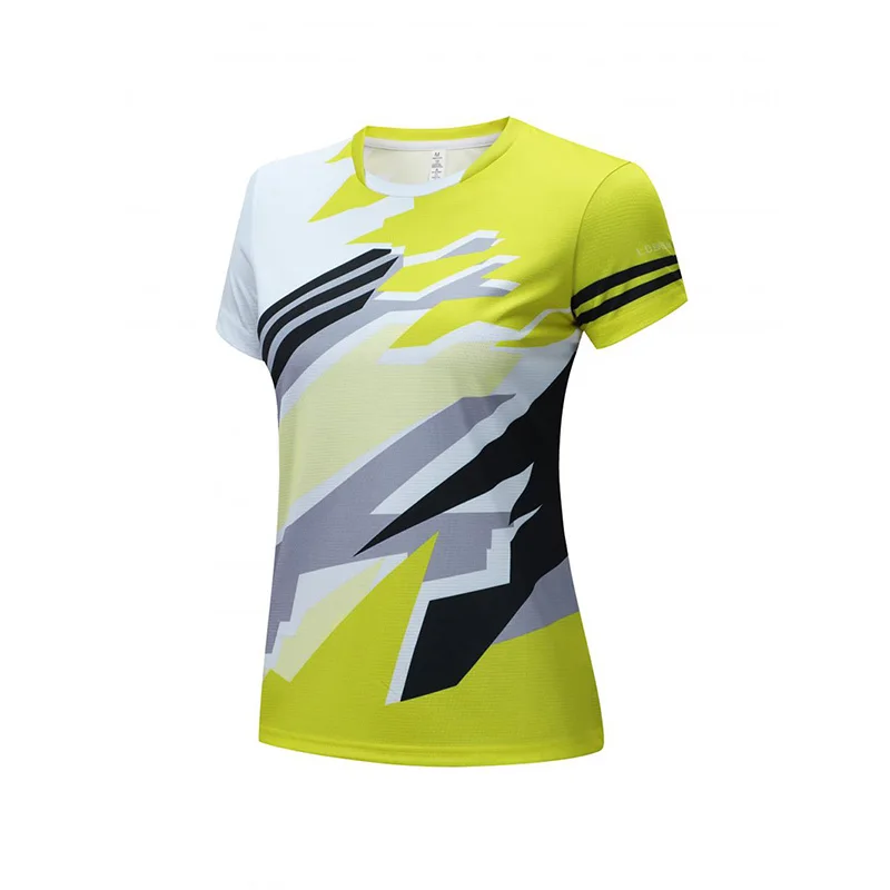 Dames Tafeltennis T-Shirt Sport Dry Fit Badminton T-Shirt Top Full Sublimatie Bedrukt Korte Mouw Ademende T-Shirts