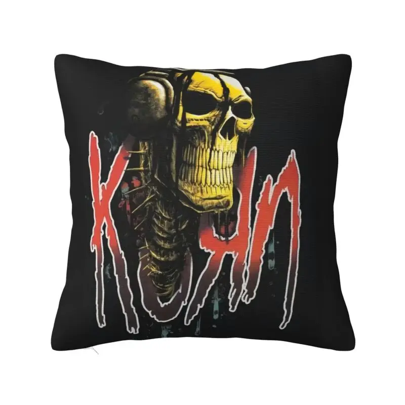 Custom Korns Skull Rock Roll Cushion Cover Print Square Floor Pillow Case for Car Pillowcase Home Decoration