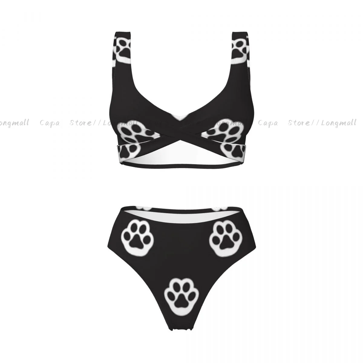 Sexy Bikini Set Dog Paw Pattern Swimwear Women Two Pieces Swimsuit Beachwear Female Bathing Suits