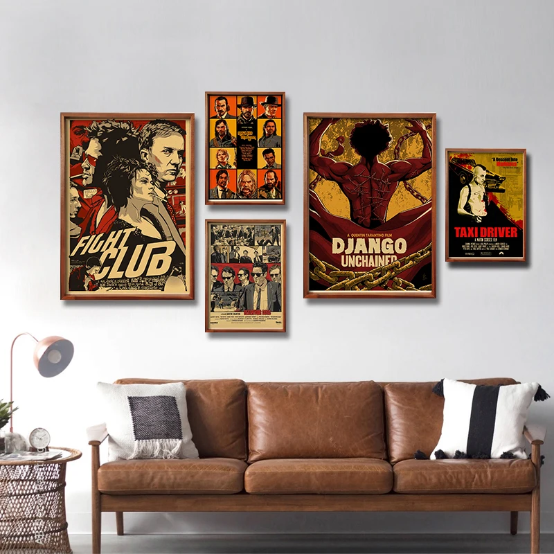 Retro Movie Posters Fight Club/Pulp Fiction/Reservoir Dog/Inglourious Basterds Prints Vintage Home Room Art Wall Decor Paintings