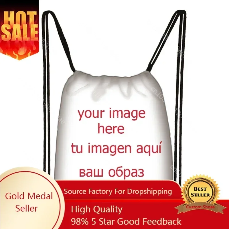 

Customize the image / logo / name on the personalized drawstring bag women men causal backpack travel bags ladies softback bag
