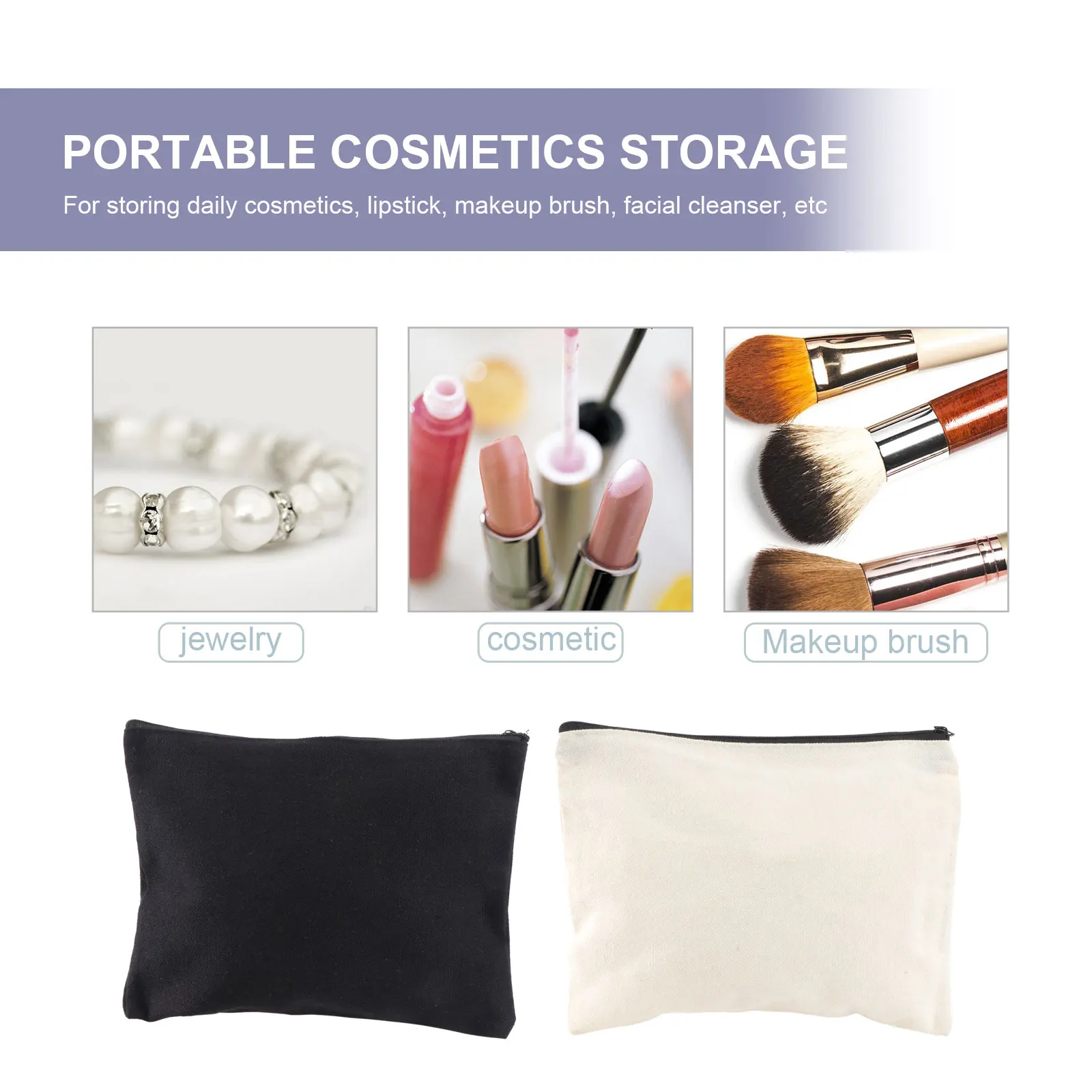 

10pcs Cotton Zipper Storage Bags Portable Canvas Pencil Case Handheld Wash Bag Multi-Purpose Toiletries Holder For Cosmetics