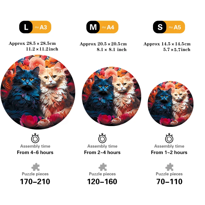 قطتان خشبية بانوراما الألغاز الفن للبالغين ، قطع فريدة على شكل حيوان ، ألعاب تخفيف التوتر ، لعبة ترفيهية ديي للأسرة