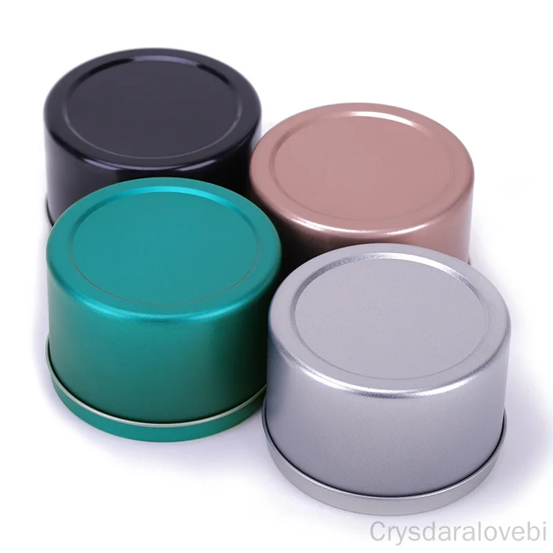 12Pcs Candle Jars With Lid Bulk Round Metal Tin Box Black Silver Green Candle Spice Tins Cans Cosmetic Samples Empty Storage Box