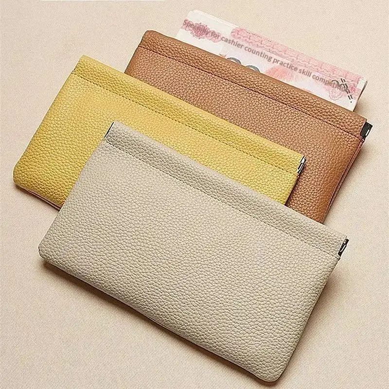 1pcs Self-closing Pu Leather Wallet Long Passport Driver's License ID Holder Headphone Data Cable Storage Cash Pouch Coin Purse