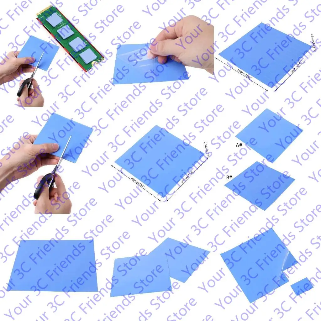 

100mmx100mmx0,5 мм 1sheet/100pcs Thermal Pad GPU CPU CPU Охлаждение проводя