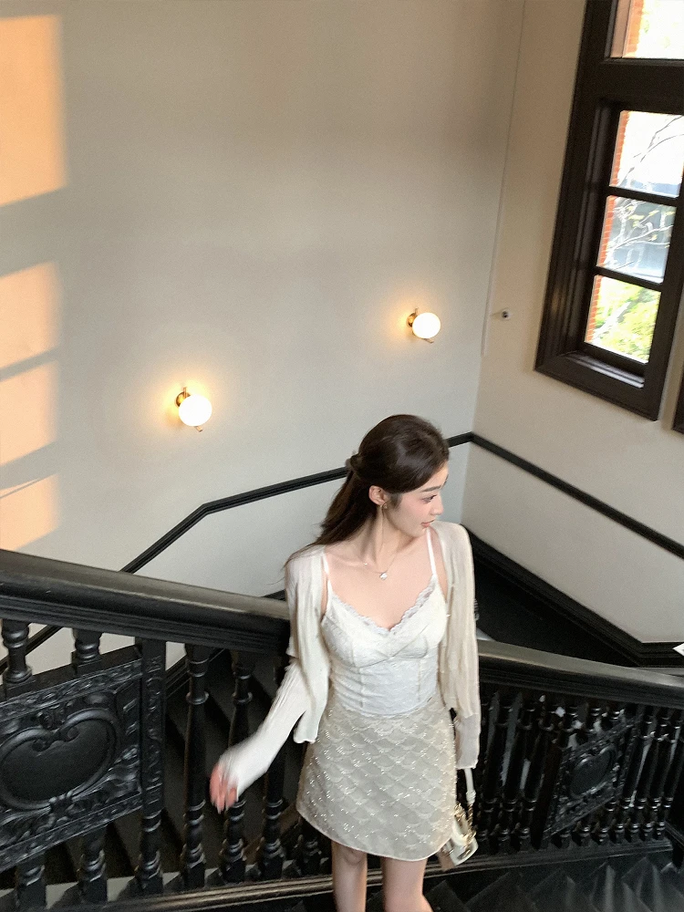 

Тонкий кардиган Cchen Lazy Thin Wind Texture с цветочным узором для защиты от солнца, женская тонкая верхняя одежда, вязаная кофта для кондиционированных помещений