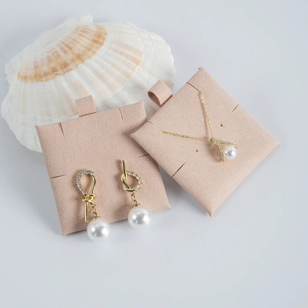 50 Pcs Earring Cards Necklace Anklet Bracelet Card Earring Holder Display Pads 6X6cm Microfiber Hanging Tags for Jewelry Display