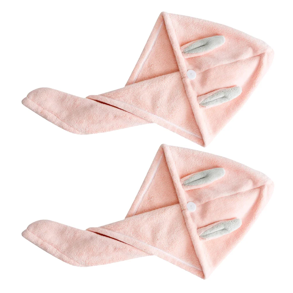 2 Pcs Dry Hair Cap Scarf Towel Girl Bath Towels for Shower Coral Fleece Water-absorption