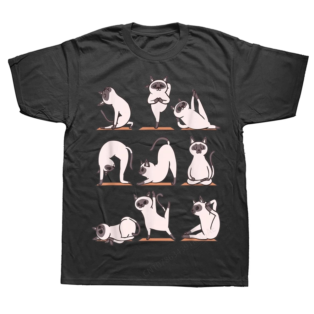 Funny Siamese Cat Yoga T Shirts Graphic Cotton Streetwear Short Sleeve Birthday Gifts Summer Style T-shirt Mens Clothing