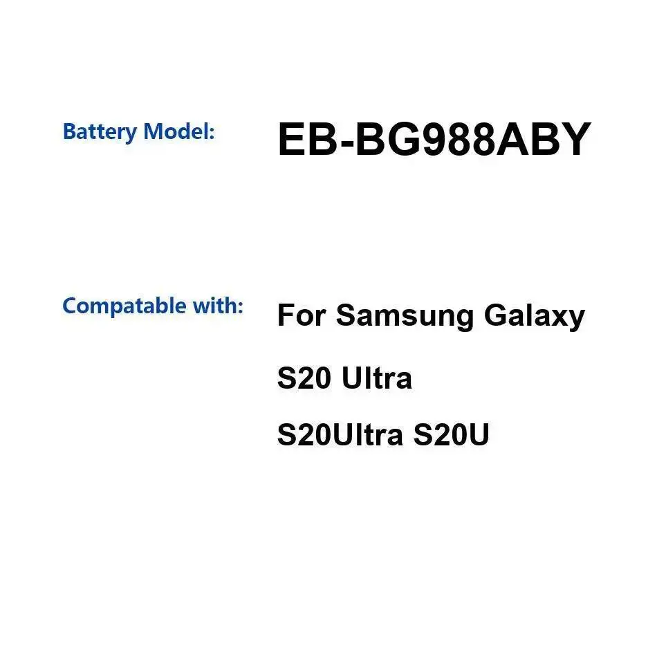 

EB-BG988ABY Mobile Phone Battery 5000Mah Long Lasting For Samsung Galaxy S20 Ultra S20ultra S20U Environmentally Friendly