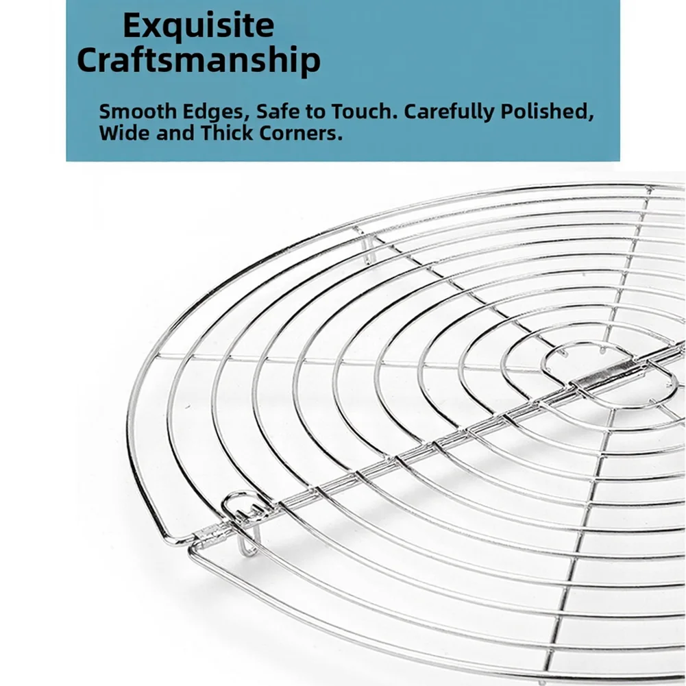 

Round Foldable Cooling Rack 12.5 Inch for Cakes Bread Baking Grilling Drain Oil Baking Tool Thickened Mesh Design