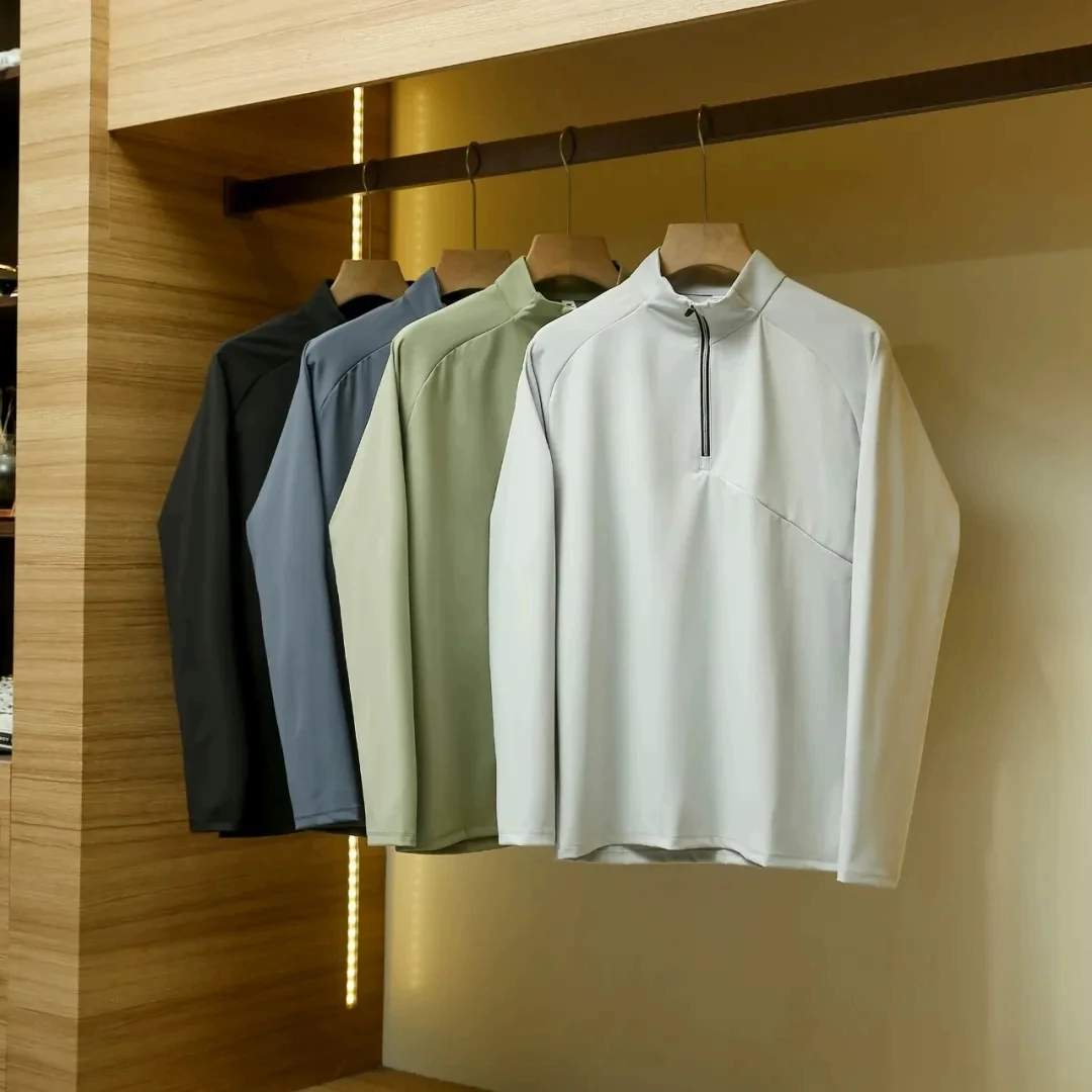 

Outdoor Qui Dry Fce Lined Men's Autumn Warm Sports Casual f Zipper Stand Collar Long Sve T irt Stand Fit Urba...