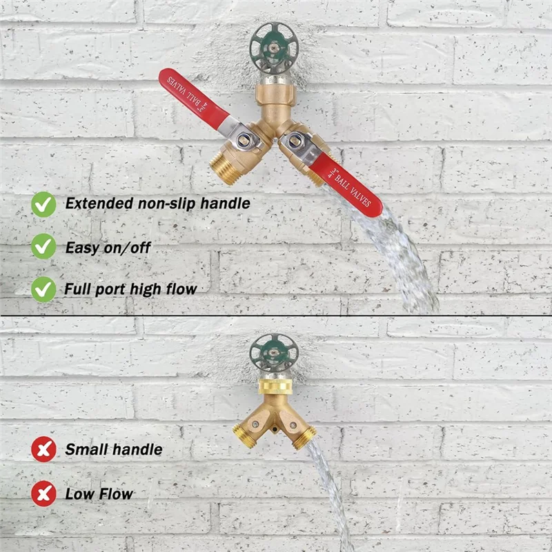 

AB41-Садовый шланг Y-клапан Разветвитель шланга Латунный разветвитель шланга 2-ходовой Y-клапан Резьба 3/4 дюйма GHT