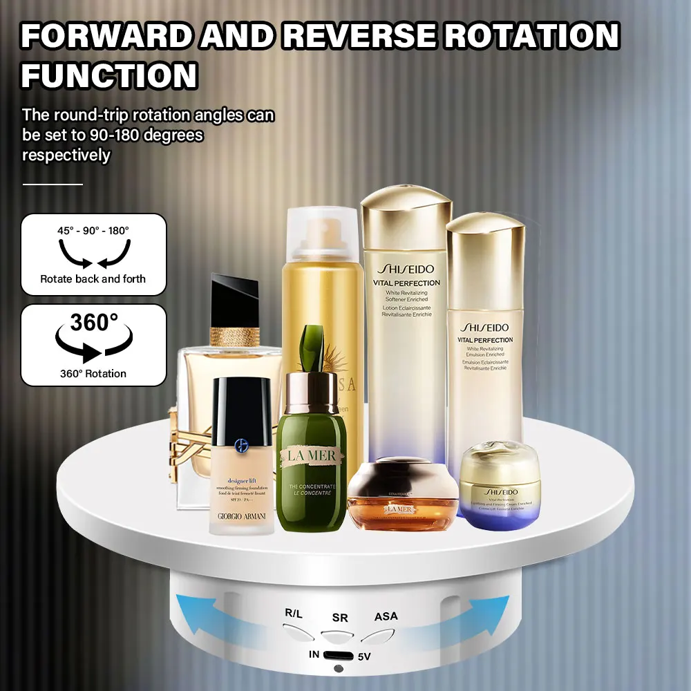 

3 Speeds Electric Rotating Visualizer 360° Turntable Regulation USB Charge Display Stand For Video Shooting Prop Jewelry Shoes