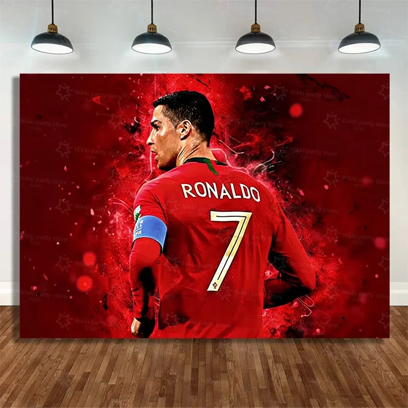 Neue CR7 Geburtstagsdekoration Fußball-Superstar Party-Zubehör Fußball-Partyartikel Tischdecke Teller Pappbecher Hintergrund – Detail 8