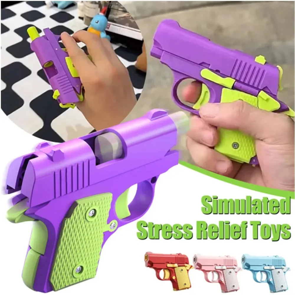 Nowy pistolet grawitacyjny 3D Straight Jump Mini Pistol Model Antystresowy Fidget Toys Dzieci Push Card Zabawka antystresowa dla dzieci i dorosłych