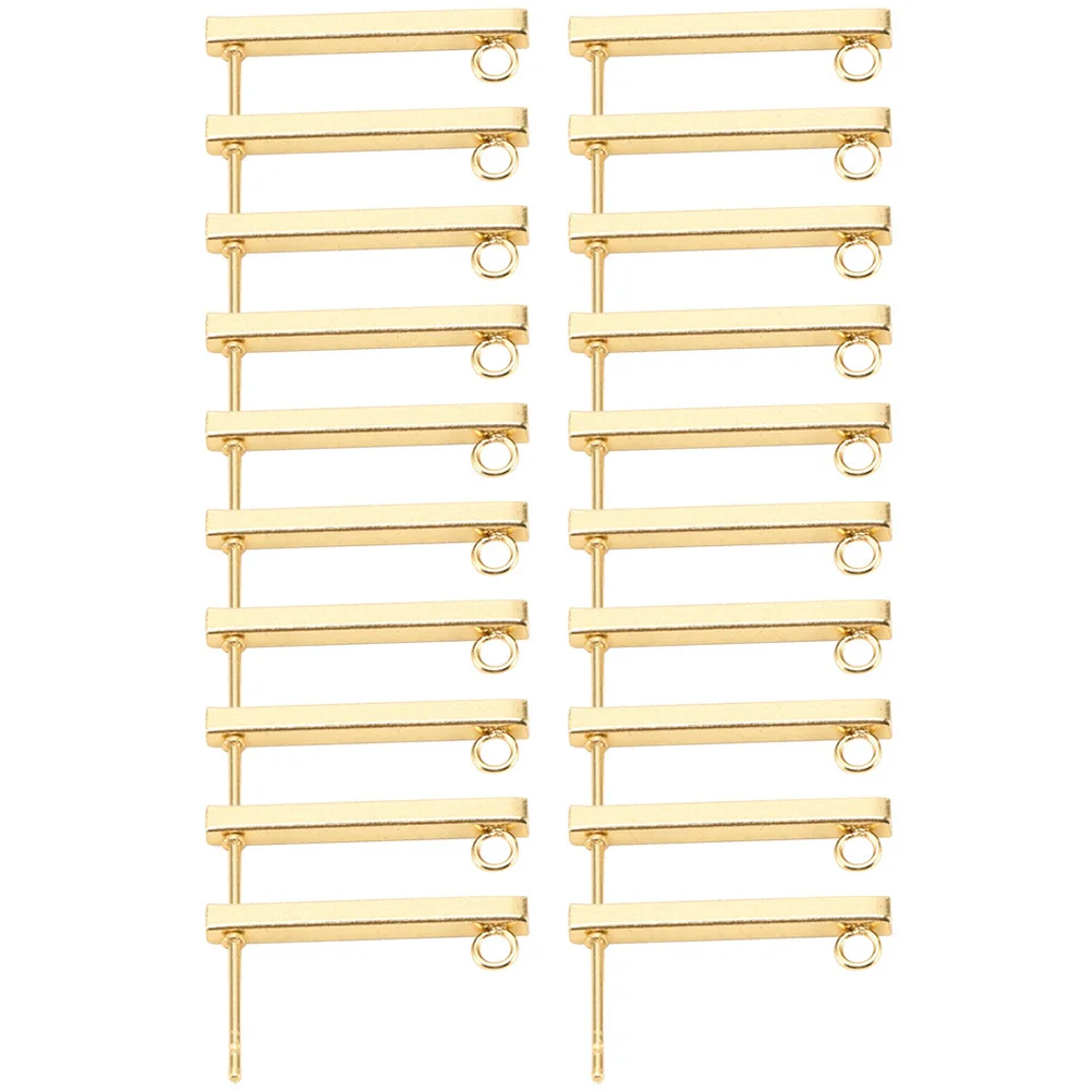 

20Pcs Rectangle Earring Studs Stainless Steel Earring Posts with Hoop for DIY Jewelry Making Supplies Ear with Hoop