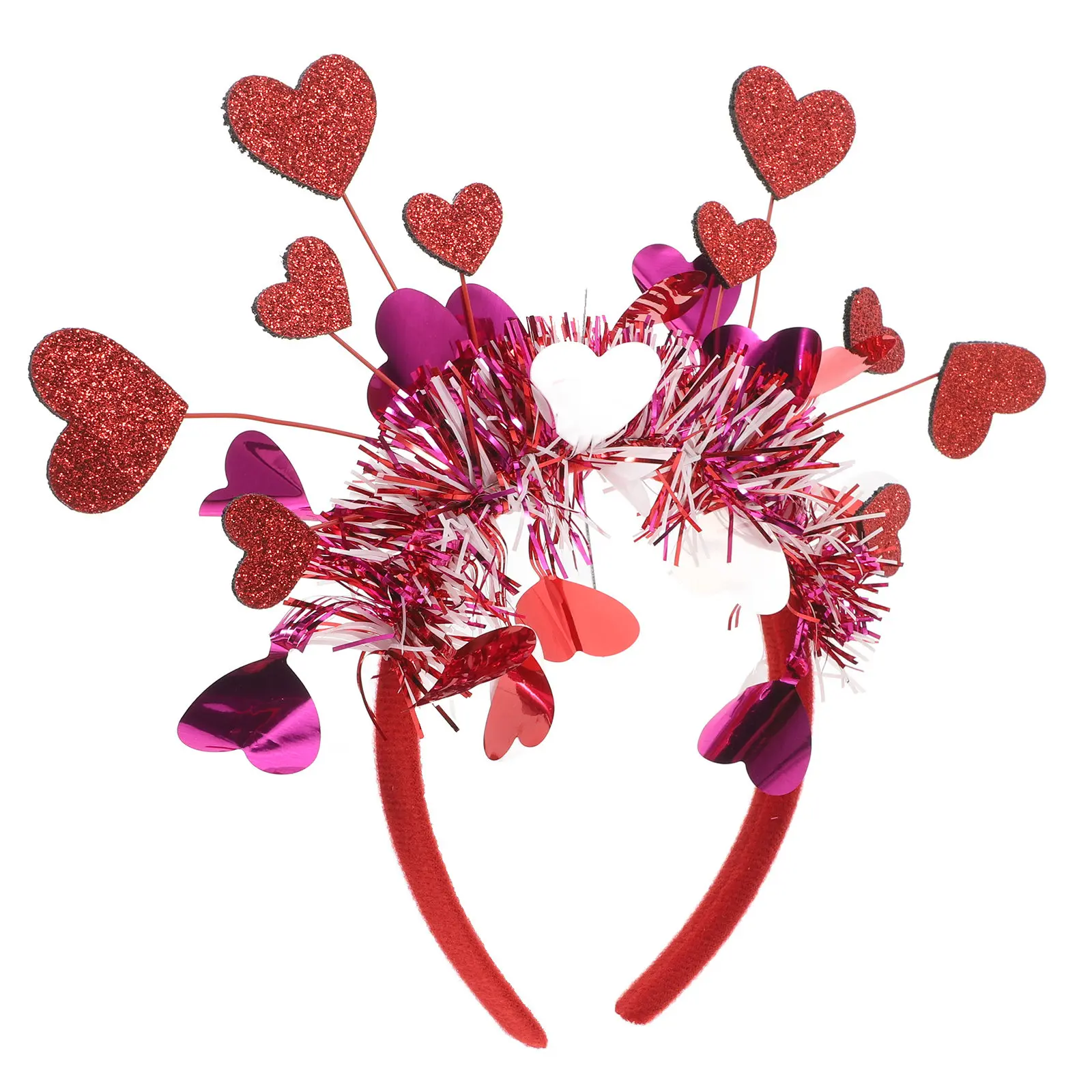 

Праздничная повязка на голову в форме сердца с красными блестками для Дня святого Валентина, свадеб и праздников