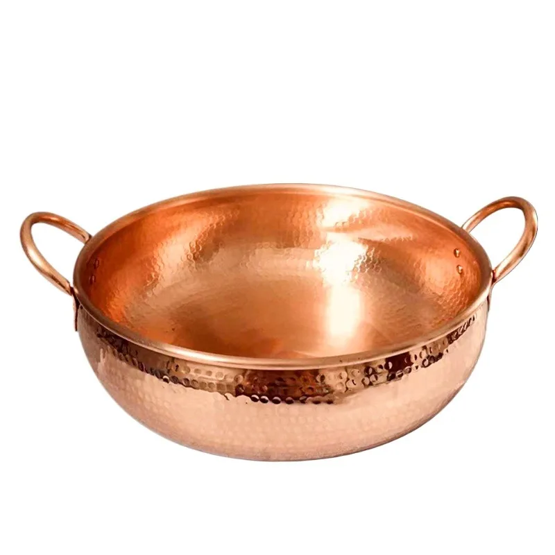 

Pure copper thickened induction cooker copper hot pot manual hammer point mandarin duck copper pot shabu meat