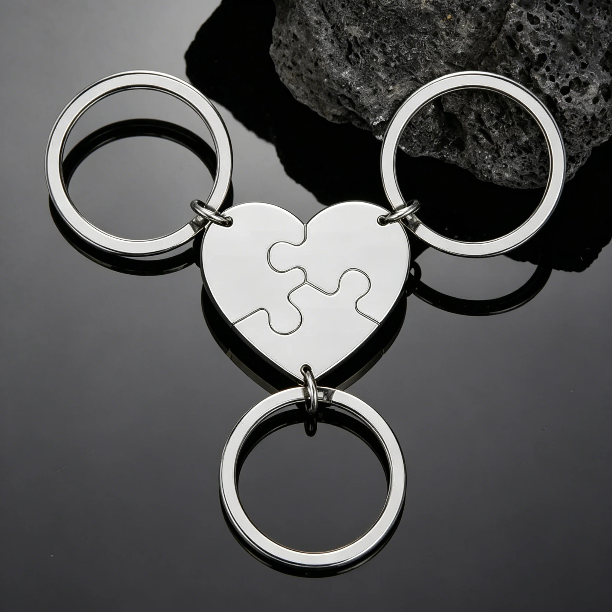 Personalized Heart Keychain Name Custom Puzzle Family Mother Child Kid Gift For Women Men Couple Stainless Steel Jewelry Gift view 3