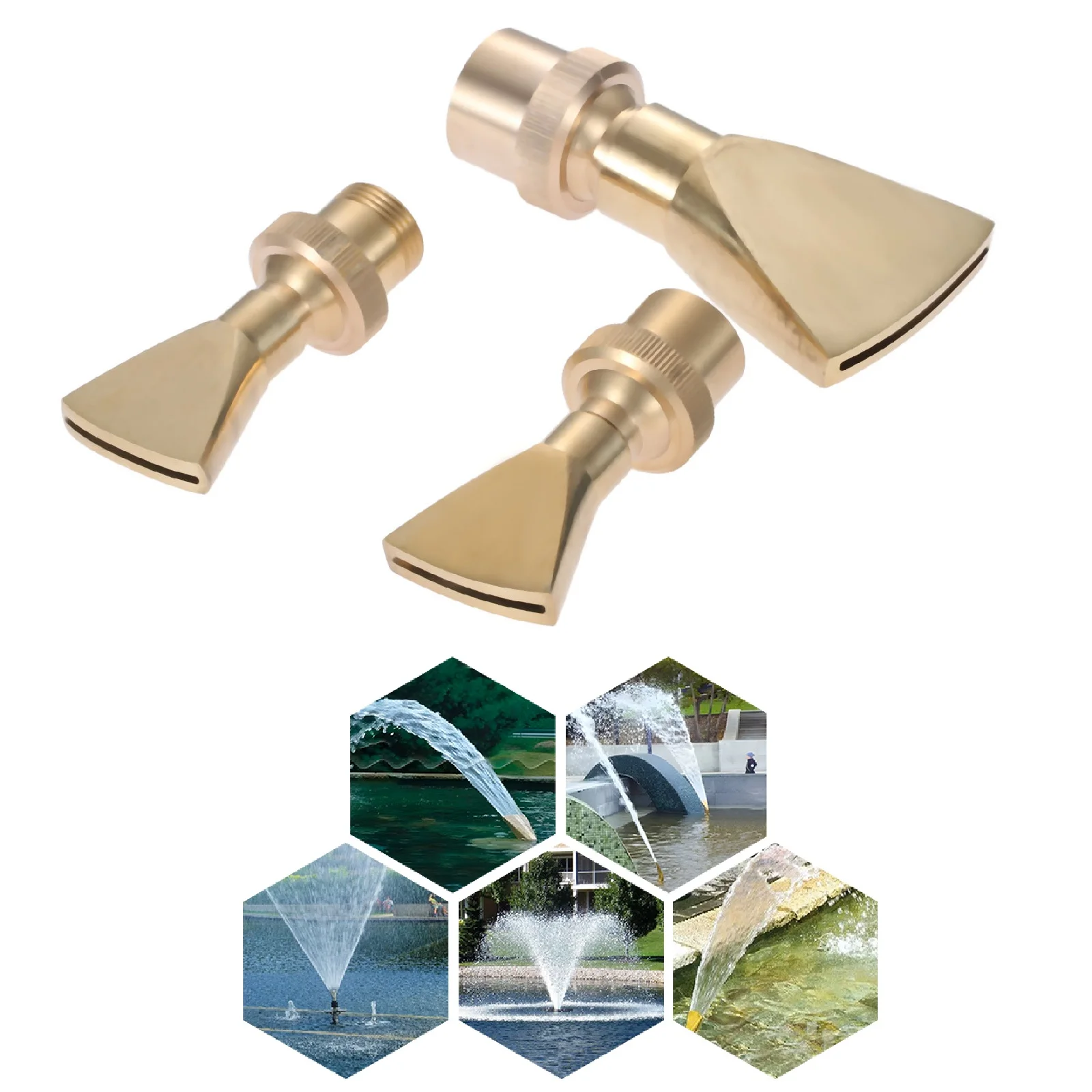

1/2PCS Brass Fountain Nozzles DN15 DN20 DN25 1/2" 3/4" 1" Fan-shaped Water Flow Flat Duck-Bill Head Sprinkler Spray Heads Garden
