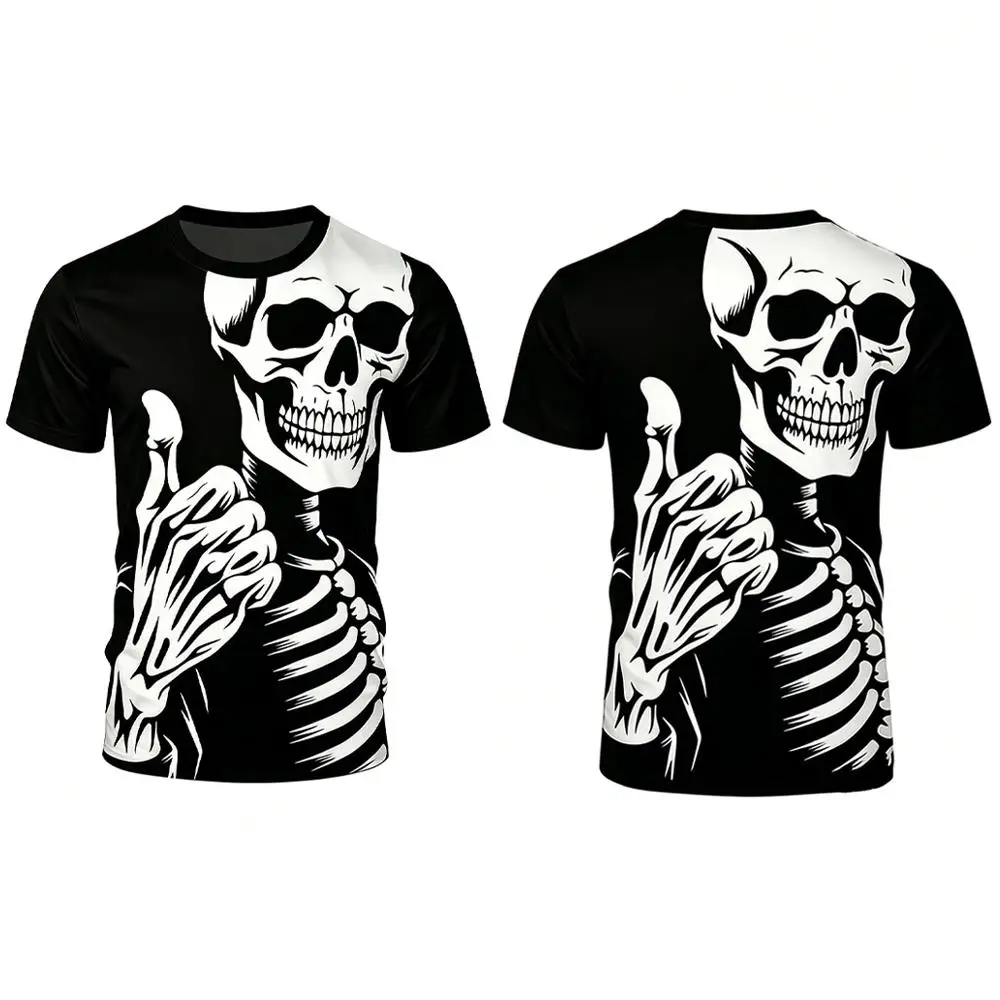

Men's Funny Skeleton Graphic T-shirt Cool Stylish Gothic Style Streetwear Skull Print Daily Casual Crew Neck Short Sleeve Tops