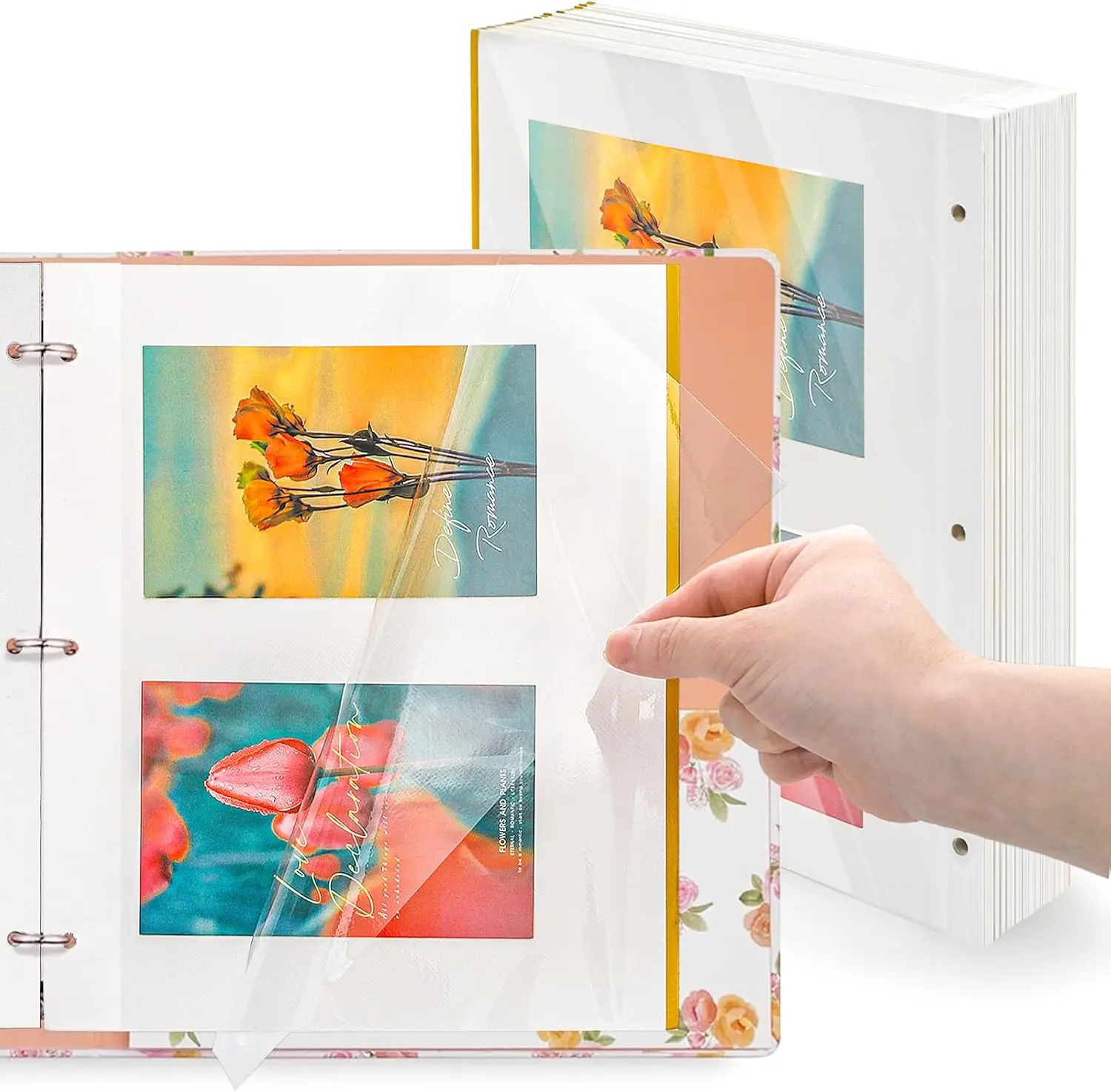 

100 Sheet 200 Pages 11 x 9 Inch Photo Album Refill Pages, Photo Album Self Adhesive Pages for 3-Ring Binder, Double Side