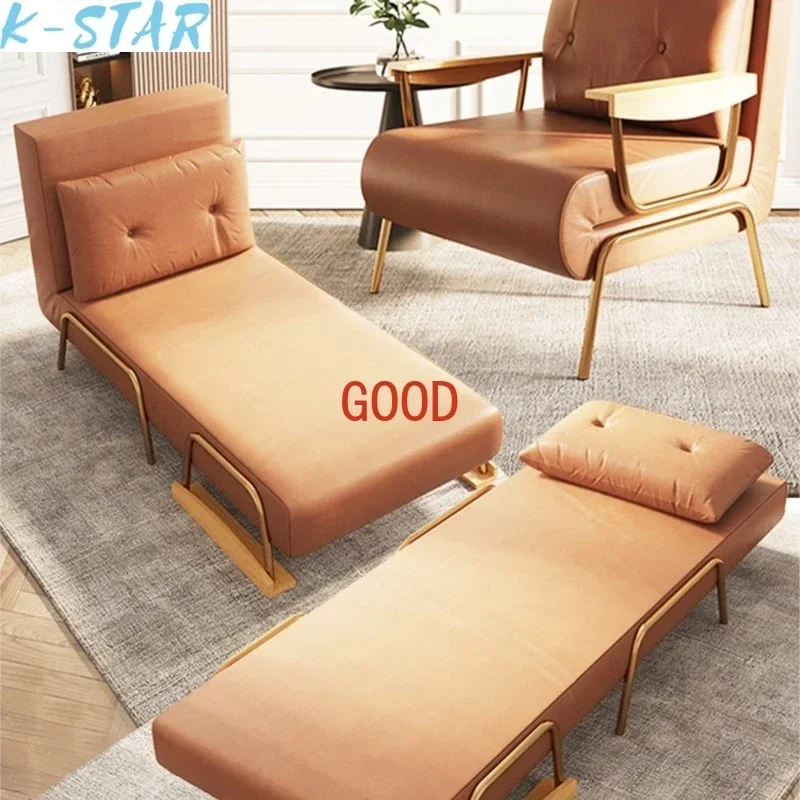 Folding Bed Dual-Use Single Foldable Multifunctional Double Home Small Apartment Living Room Balcony Adult Faux Leather K-STAR