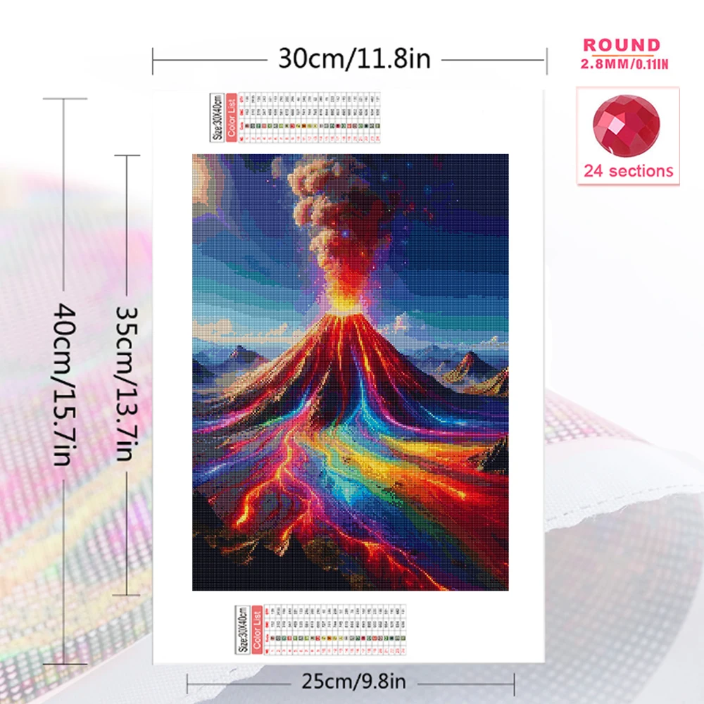 Momoart Diamond Painting Mountain Landscape Suitable for Beginners DIY Diamond Mosaic Volcano Craft Embroidery Child Hobby