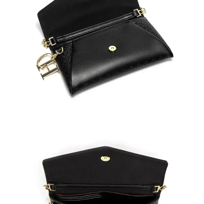 CH Clutch Bag For Women Luxury Designer Handbag Fashion Embossed Gold Chain Shoulder Bag Elegant Envelope Bag For Party Wedding