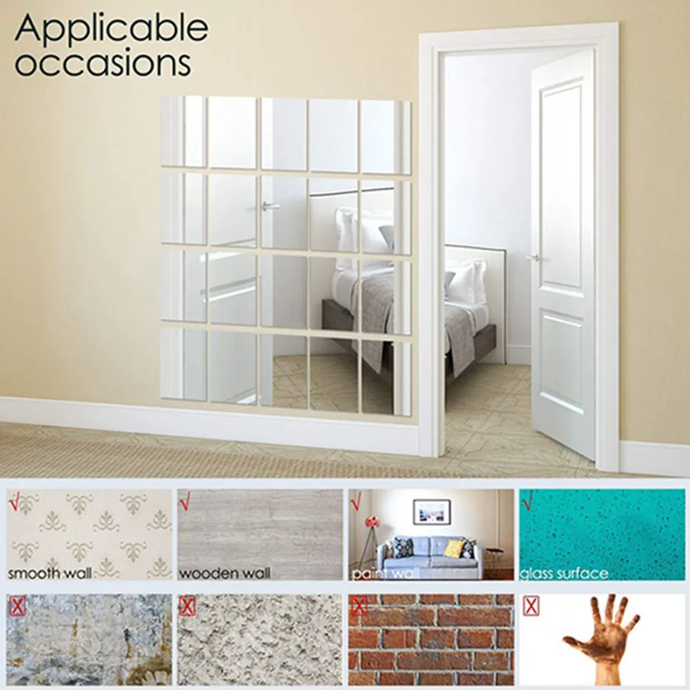 

4 шт. акриловых зеркальных наклеек на стену, самоклеящиеся стикеры для декора дома, для ванной, спальни, гостиной