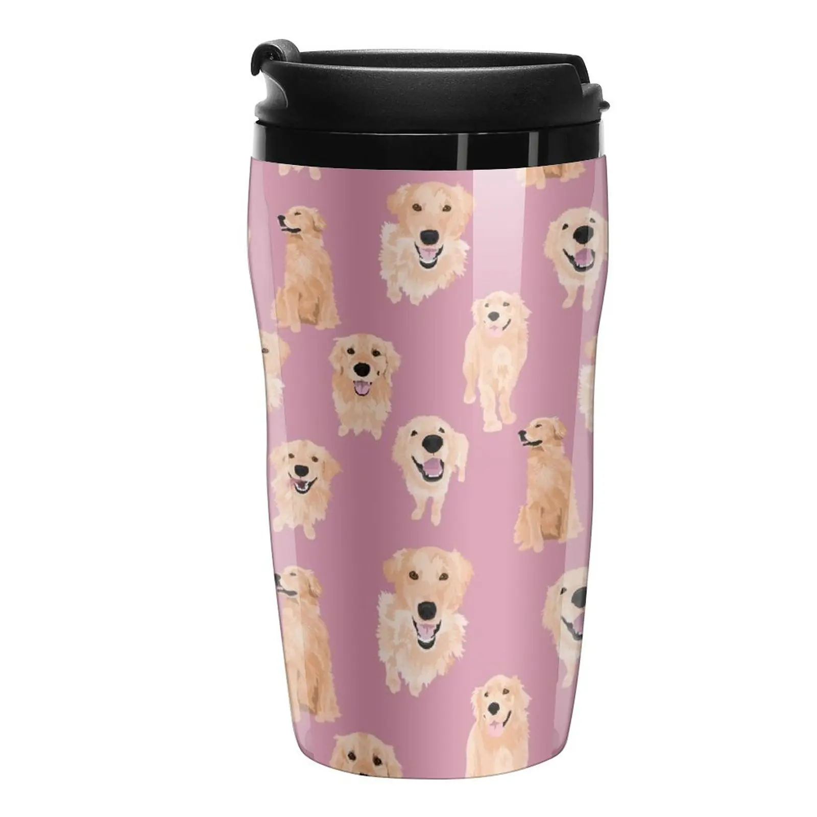 

New Golden Retrievers on Pink Travel Coffee Mug Cup Set Set Thermo For Coffee Cups For Cafe Espresso Shot