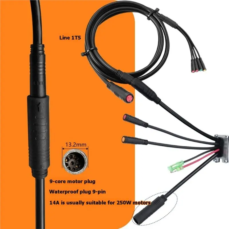 【PARTY  DAY】KT-14A 36V 48V 250W Sine Wave Controller Brushless Motor Mountain Bike Brushless Controller + 1-To-5 Connector Cable