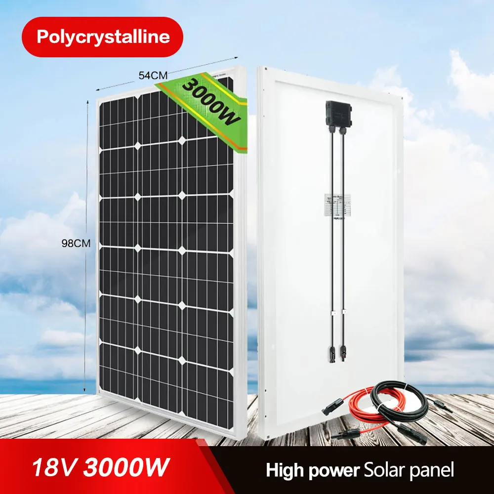 

1000W 2000W 3000W Solar Panel 18V High Efficiency Portable Power Bank Flexible Charging Outdoor Solar Cells For Home/Camping