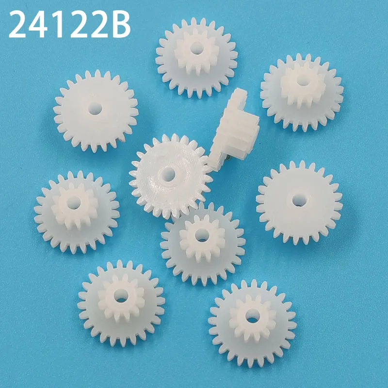 24122B 0.5M Double Gear Wheels Modulus 0.5 24 Teeth + 12 Teeth Plastic Pinion Motor Parts Toy Accessories 10pcs/lot
